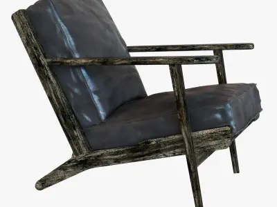 Four Hands Irondale Brooks Lounge Chair in Ebony Black Wash Weat 3D model