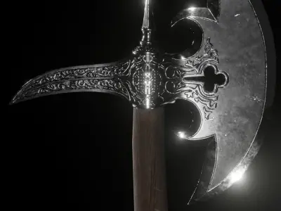 Medieval weapon set sword and axe Low-poly 3D model