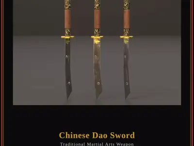 Chinese Dao Sword - Traditional Martial Arts Weapon 03 Low-poly 3D model