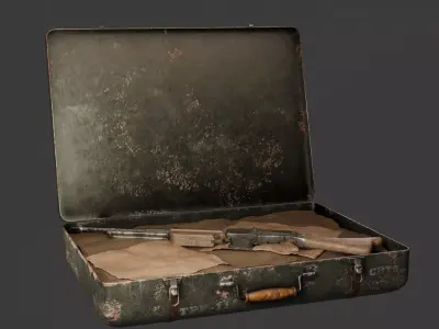 Old Military Case with Riffle Free low-poly 3D model