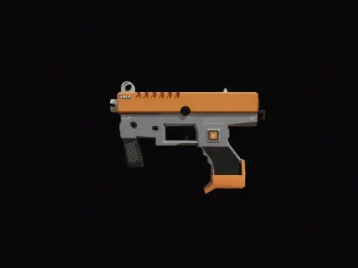 Futuristic Polymer SMG Pistol Game Ready 3D Model Low-poly 3D model