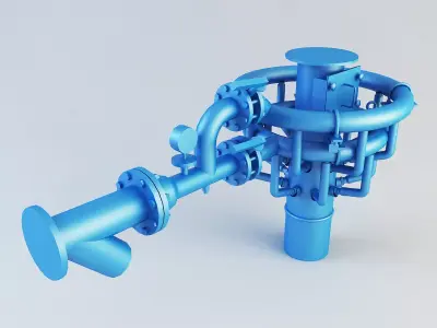 Mixer pipe valve Low-poly 3D model