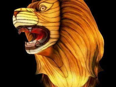Lion head stylized Low-poly 3D model