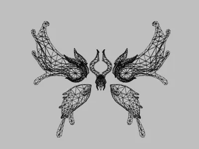 Purple Golden Wing Low-poly 3D model