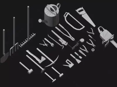 25 PSX Tools bundle Free low-poly 3D model