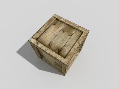 low poly wooden box Low-poly 3D model