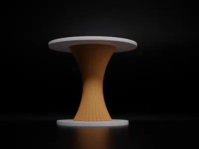 Mid-century Modern Round Table with Concave Pole Free 3D model