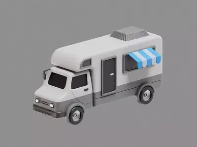 Caravan Cartoon Low-poly 3D model