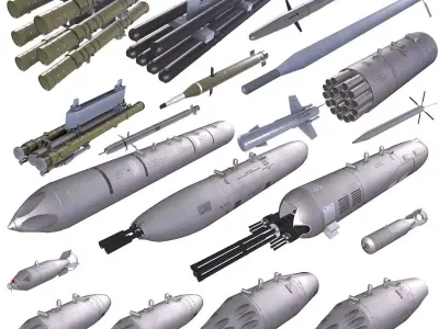 Rockets And Gun Pods Collection Low-poly 3D model