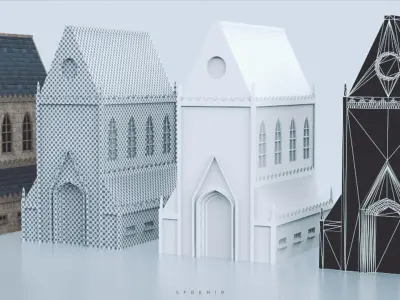 Medieval Church Low-poly 3D model