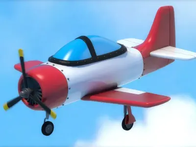 Cartoon Airplane  Low-poly 3D model