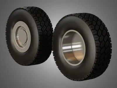 Truck Tires and Wheels-T04 3D model