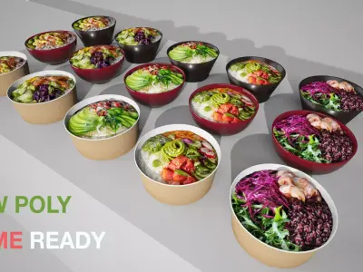 Hawaiian Poke Bowl  Low-poly 3D model