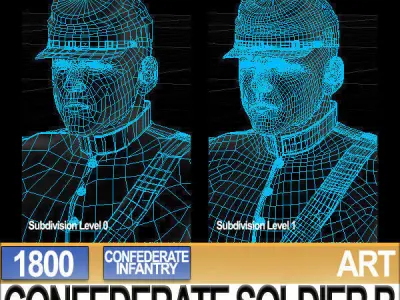 Civil War Confederate Soldier B Infantry 3D model