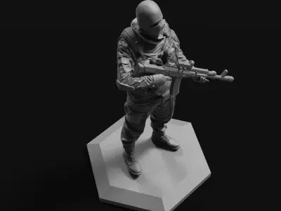 Modern soldier with Ak47 3D print model