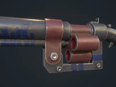 Handmade Shotgun Low-poly 3D model