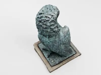 Owl bird bronze statue sculpture with patina on stand 3D model