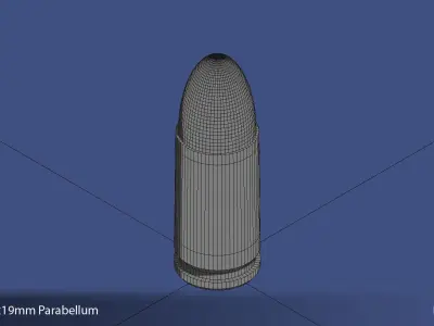 9x19mm Parabellum Cartridge Free 3D model