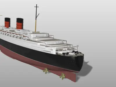 original RMS Queen Elizabeth ocean liner 3D print ready model 3D print model