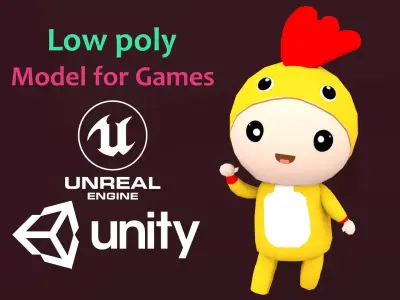  Chibi Chicken Animated For Games Free low-poly 3D model