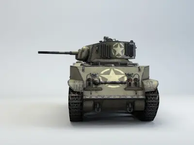 Low Poly M5A1 Stuart light tank Low-poly 3D model
