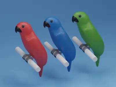 Cartoon Cute Bird Parrot 3D model