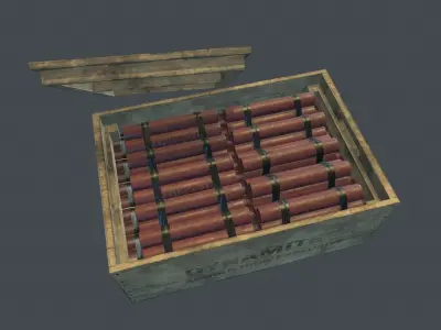 Box With Dynamite Packs PBR Game Ready Low-poly 3D model