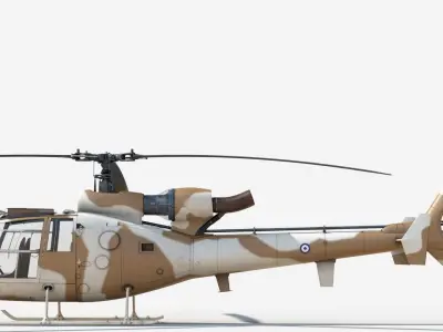 Sud-Aviation Gazelle Sandy Low-poly 3D model