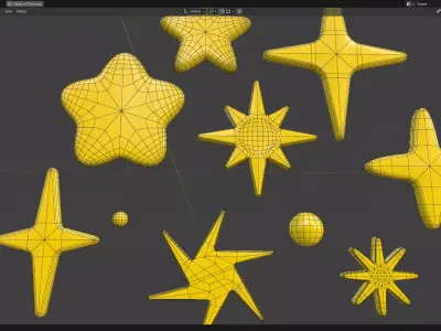 10 Cartoon Star PBR Low-poly 3D model