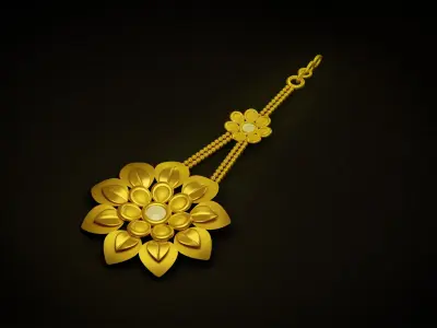 Maang Tikka Gold Jewellery Low-poly 3D model