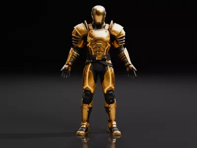 Gold Armored - Sci-Fi Character Low-poly 3D model