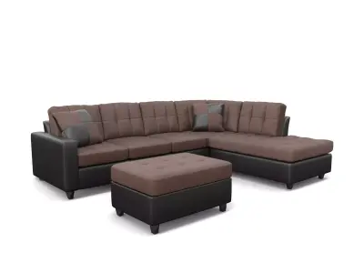 Mallory Tufted Upholstered Sectional Free 3D model