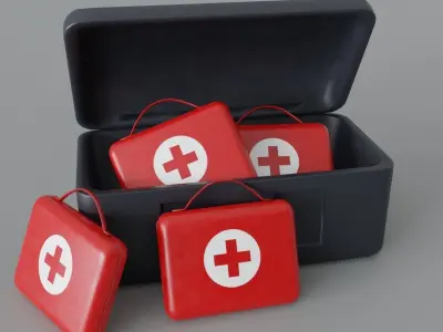 Barrel Crate Medicine pack Gas cylinders for game and visual use Low-poly 3D model