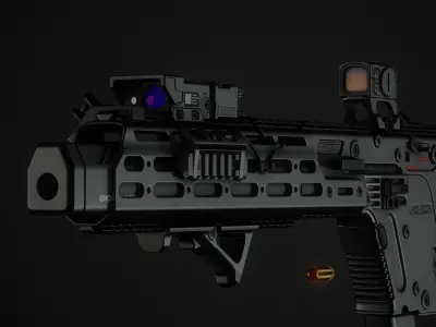 Vector submachine gun Low-poly 3D model