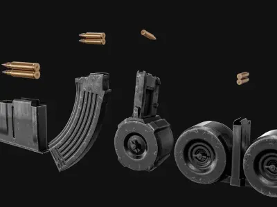Gun Magazine  Pack Low-poly 3D model