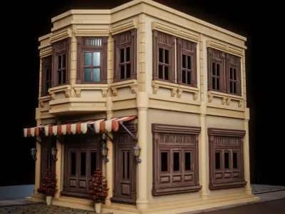 LOWPOLY CITY BUILDING STYLIZE 7 Low-poly 3D model