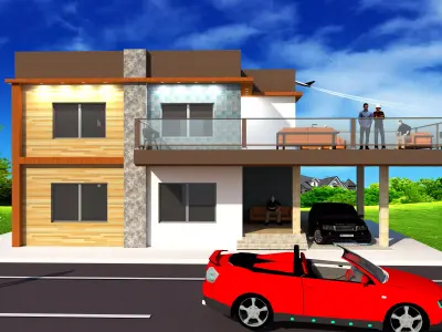 REVIT AND SKETCHUP DOUBLE STOREY HOUSE 3D model