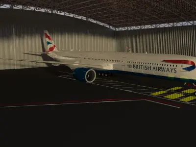 British-Airways british airways plane in airport hangar Low-poly 3D model