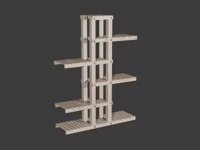 Wooden Slats Plant Stand Low-poly 3D model