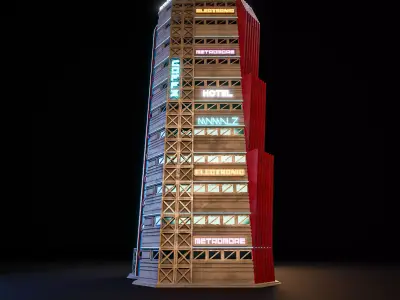 SCIFI CYBERPUNK FUTURISTIC NEON SKYSCRAPER 02 Low-poly 3D model