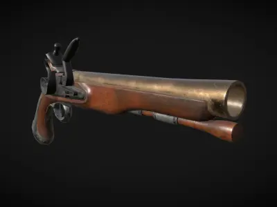 Aged Flintlock Pistol Low-poly 3D model