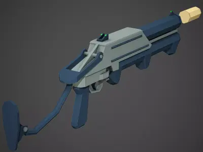 Stylized GM-94 Grenade Launcher Low Poly Mobile Ready Low-poly 3D model