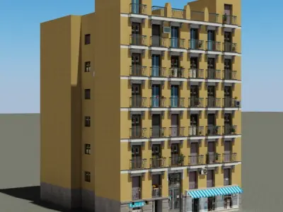 Building tall Low-poly 3D model