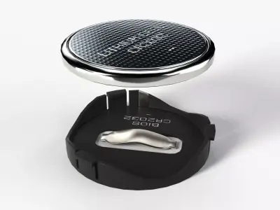 2K PBR Textured CR2032 Bios Battery and Socket 3D model