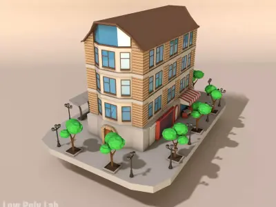 Cartoon City Building Low-poly 3D model