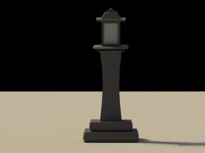 Low Poly Japanese Lamp Post Low-poly 3D model