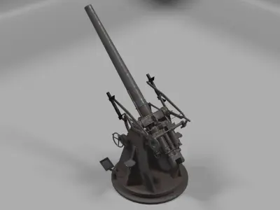  QF 3 naval 3 inch gun low poly Low-poly 3D model