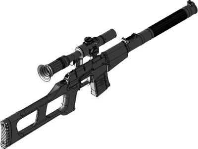 VSS Vintorez GRAU - 6P29 Low-poly 3D model