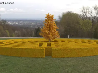 Autumn Labyrinth Garden with Tree 3D model