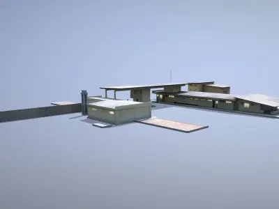 MilitaryBase PortoVelho RoadBlock Low-poly 3D model